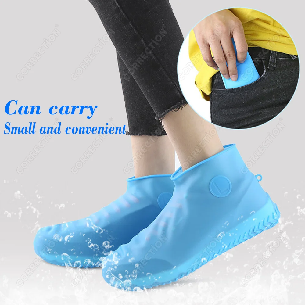 CORRECTION Premium Rubber Boot Reusable Waterproof Rain Shoes Cover Non-Slip Silicone Overshoes Boot Cover Shoes Accessories