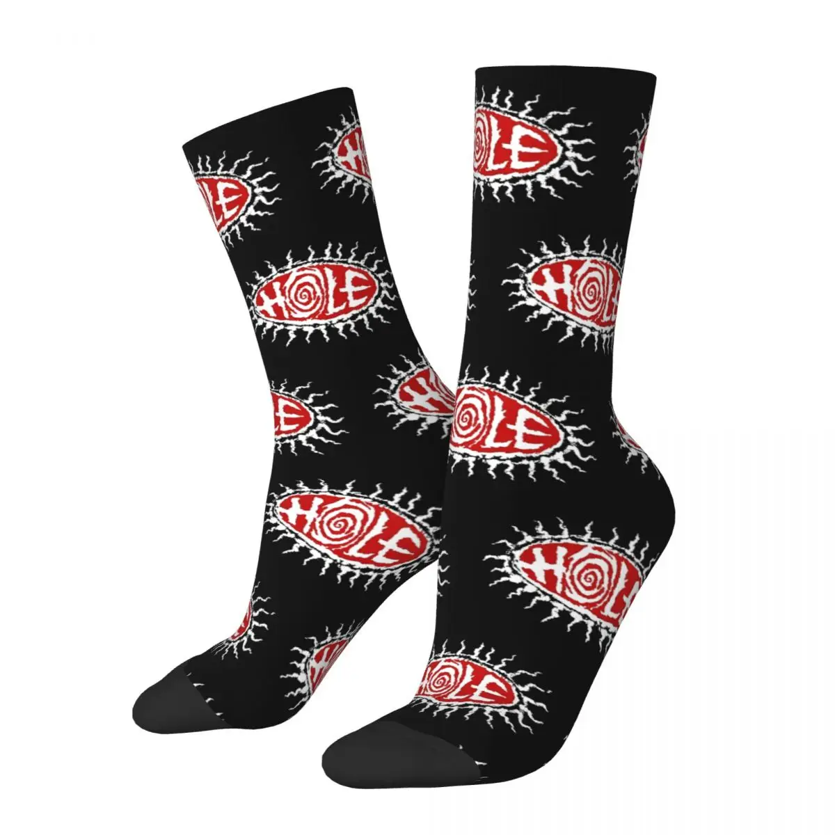 Men Women Hole Rock Metal Band Socks Cute Fashion Socks Harajuku Merch Middle Tube Crew Socks Suprise Gift Idea