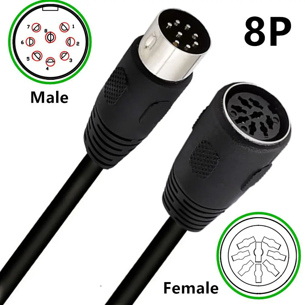 UXG MIDI 8 Pin Din Stecker auf Stecker 8pin Stecker Buchse Lautsprecher Audio 90 Grad rechtwinklig Doppelwinkel L-förmiges Kabel 0,5 m 1 m 3 m 5 m 5