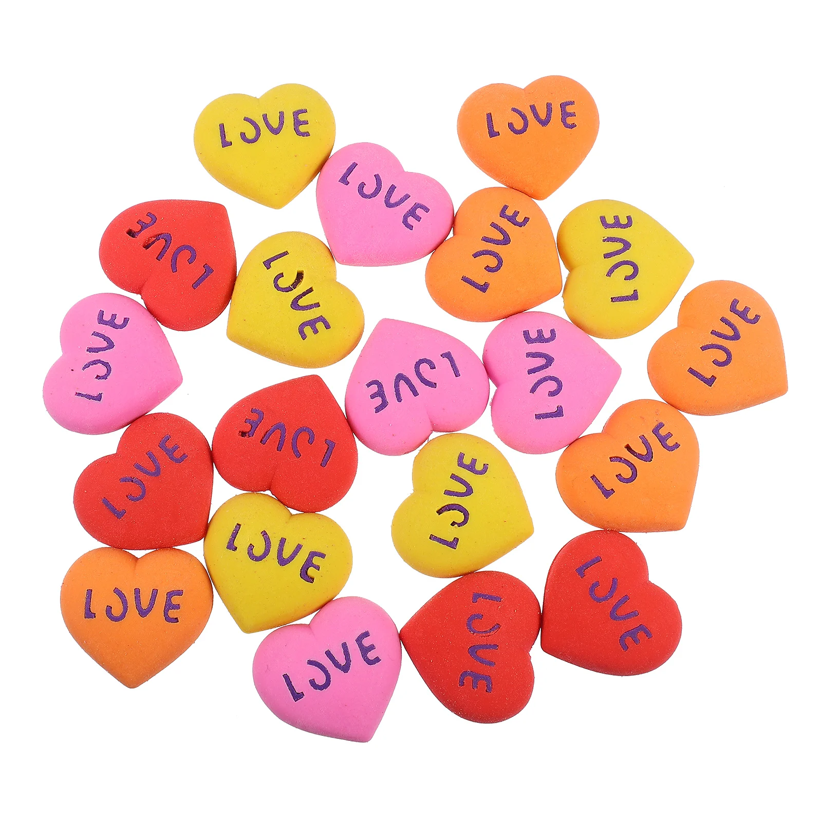 

20pcs Shape Eraser Cute Cartoon Rubber Heart Shape Eraser School Supplies Kids Stationery Gift Small Size Lightweight