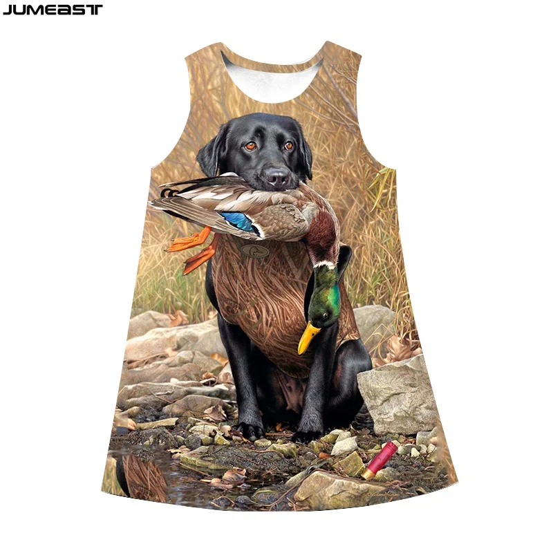 

Jumeast Y2k Women 3D Printed Dresses Hip Hop Dog Hunting Hunter Duck Summer Fashion Sleeveless Dress Suspender Nightdress