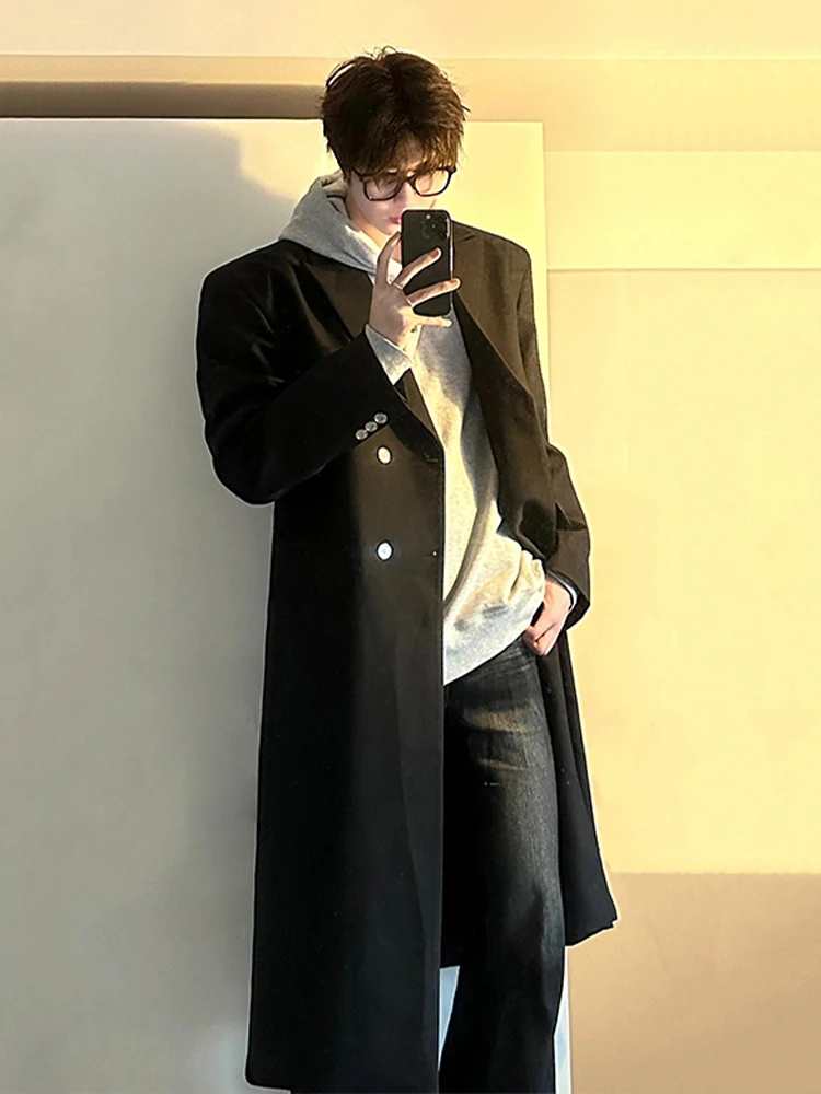 

Мужское шерстяное пальто Bla, утепленное, средней длины, осенне-зимнее, повседневное, ветрозащитное, длинное пальто-свитер