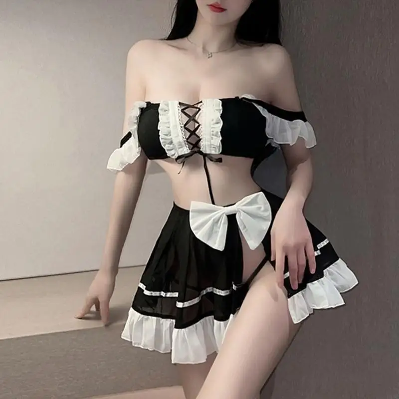 

Womens Maid Costume Sling Dress,Split Designs, Erotic Lingerie , Size Nightclub Clothing Maid Uniform
