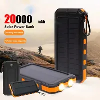 20000mAh Solar Power Bank Portable Large Capacity Charger Compatible with IOS Android USB-A and USB-C Fast Charging
