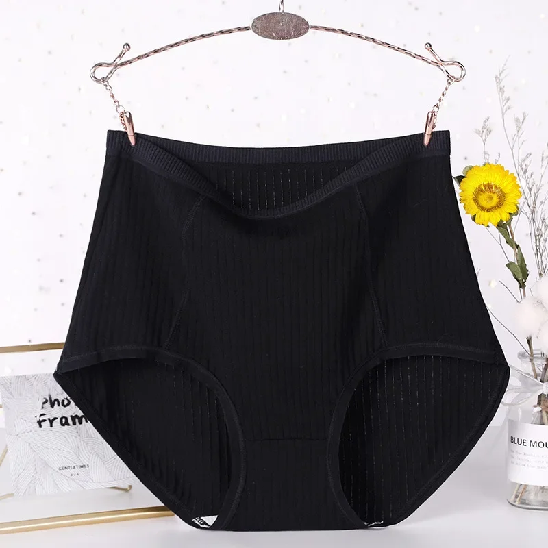 3pcs Cotton Women Panties Lady Plus Size Underwear High Waist Briefs Breathable Solid Color Female Lingerie Shorts