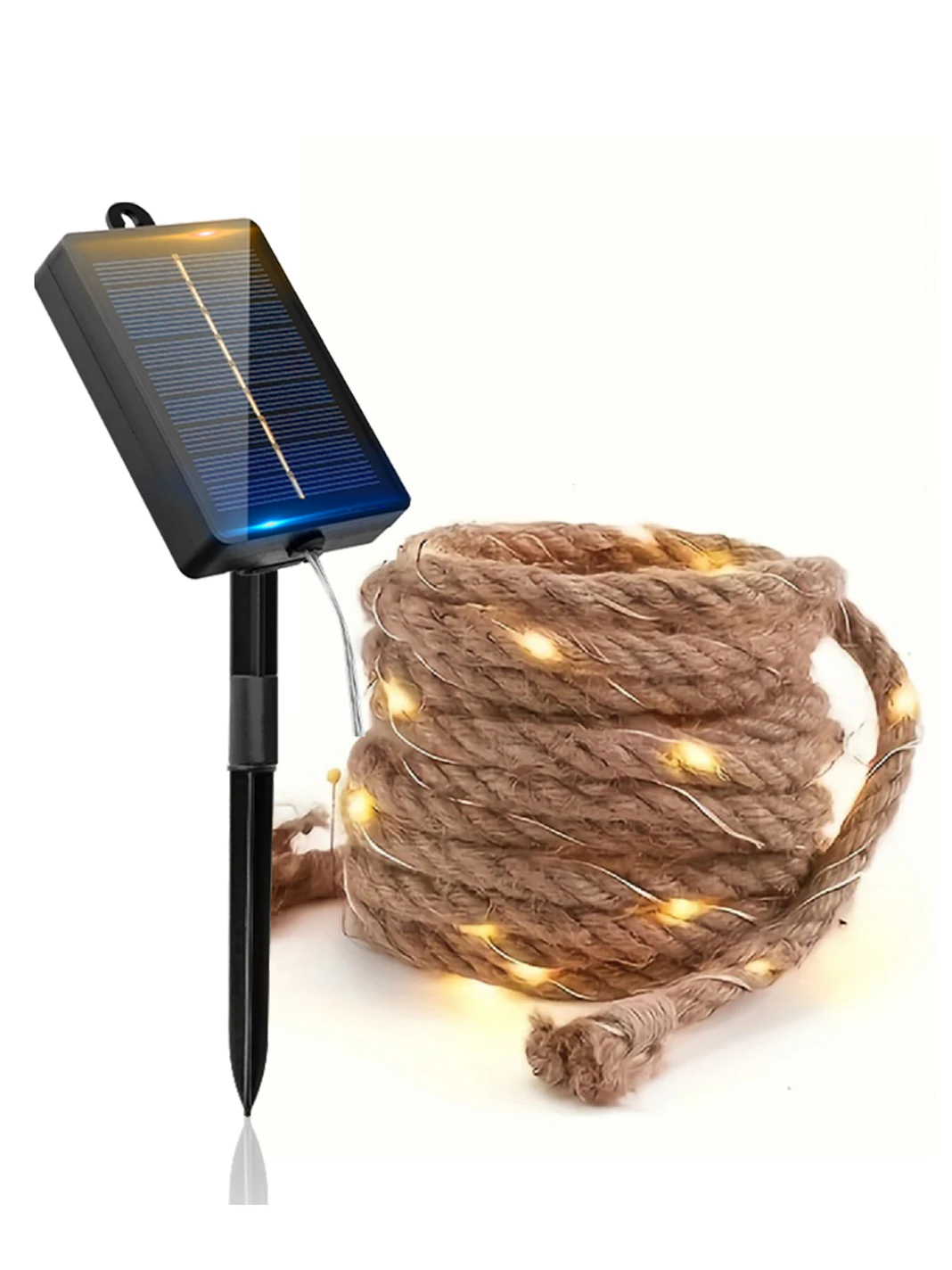 

100/200 светодиодный водонепроницаемый пеньковая веревка на солнечной батарее, 8-режимная сказочная лампа для наружного сада, рождественская свадебная вечеринка, декоративная лампа