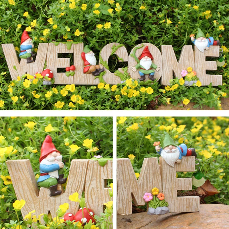 Cute Creative Genie Lawn Ornaments Garden Resin Crafts Garden Decorations Kindergarten Welcome To The Brand Outdoor Decorative