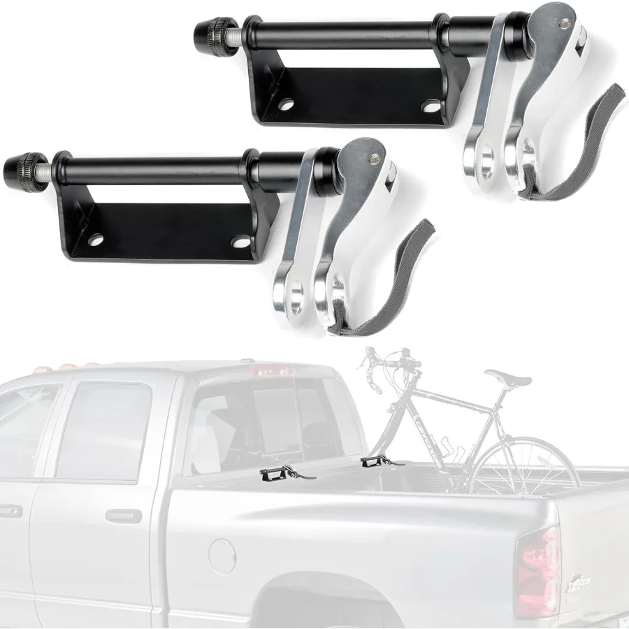 

Truck Bed Bike Rack 2Pack Lockable HitchMounted Bike Fork Holder for Secure Transport of 9 x 100mm Skewer Road MTB and Hybrid B