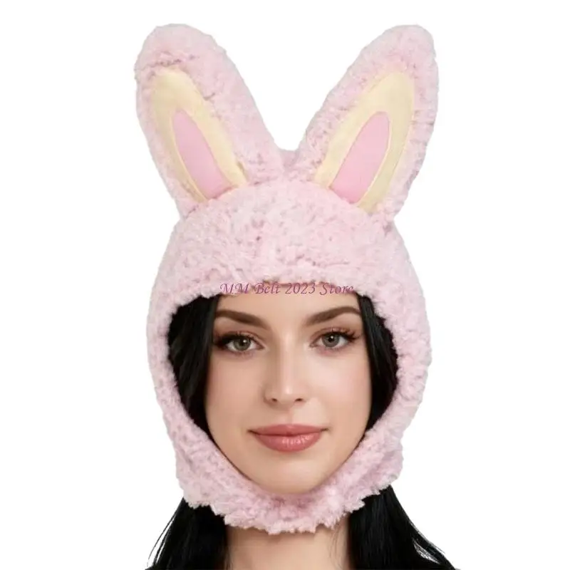 49ME Casual Soft Headgear Lovely Plush Hat Adorable Ears Trendy Plush Hat for Daily Wear and Parties
