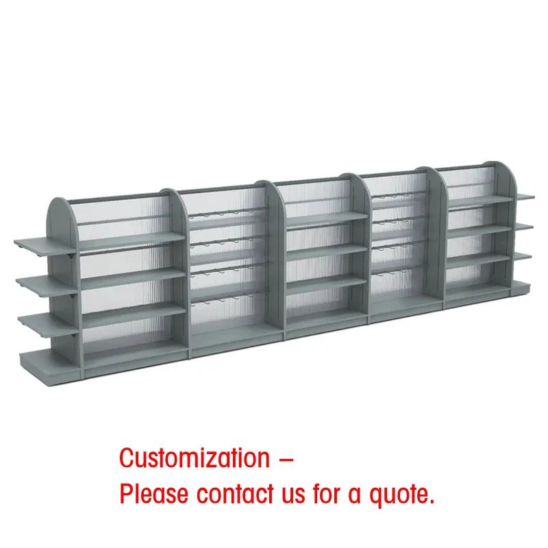 custom.Trendy Toy Punch Board Cultural Shelf Double-sided Gray Rectangular Island Display Cabinet