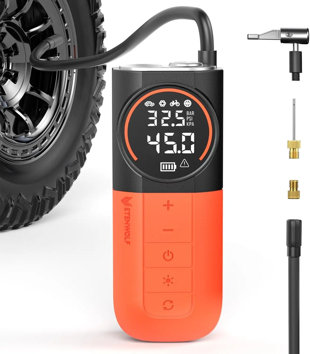 

Portable Air Compressor 160PSI for Car Tires, Bike, Motorcycle, Balls - Fast Inflation with LED Light & Digital Gauge