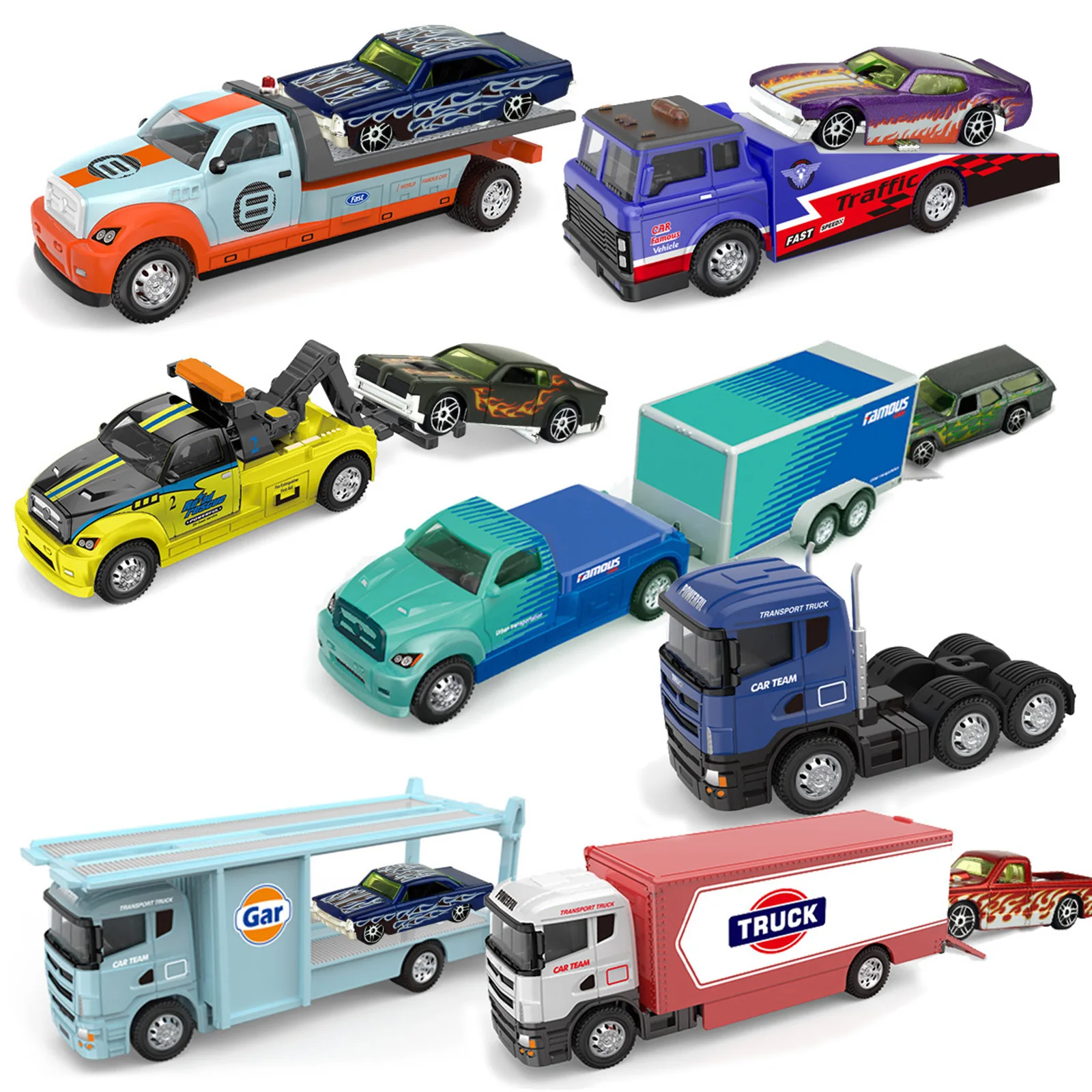 1:64 Container Trailer Miniatur Legierung Modell Spielzeug Diecast Auto Serie mit Zurückziehen Metall Fahrzeuge Klassisches Modell Kinder Geschenke