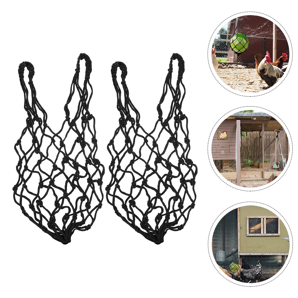 2 Pcs Foraging Bag Birdfeeders Chicken Cabbage Pet Feeding Basket Food Vegetable Rope Net Bags Veggies Baby