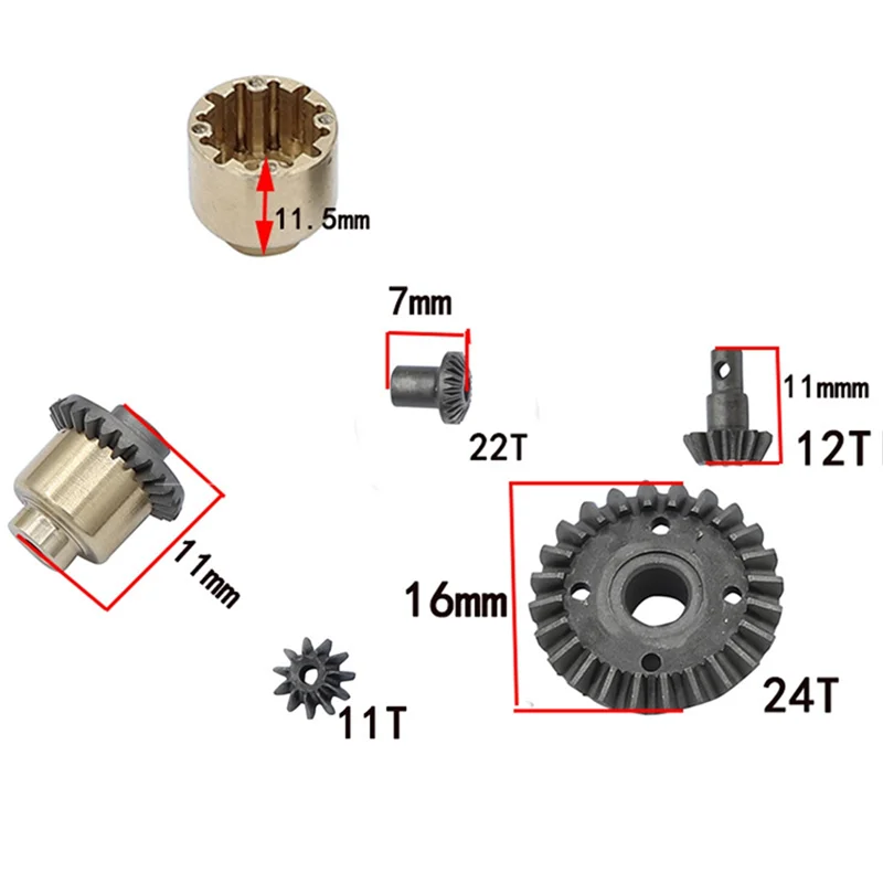 2 Set Metal Front and Rear Axle Differential for FMS FCX24 1/24 RC Crawler Car Upgrade Parts Accessories