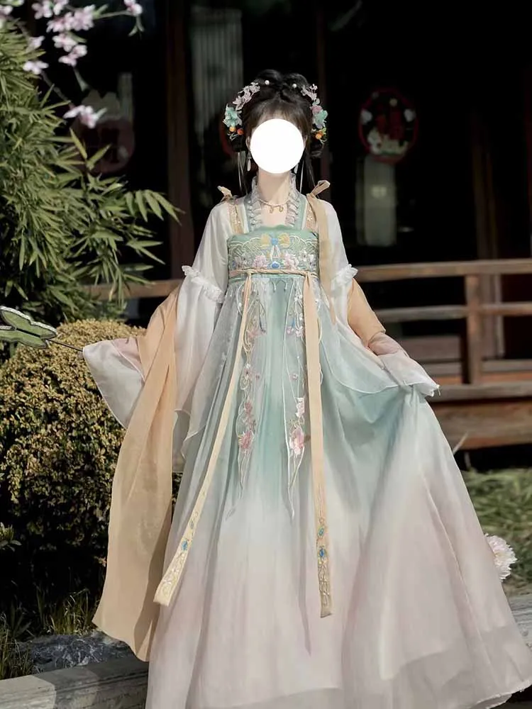 

Платье Ханьфу больших размеров 10XL для женщин (до 140 кг), винтажный зеленый летний костюм для косплея в стиле древнего китайского Ханьфу