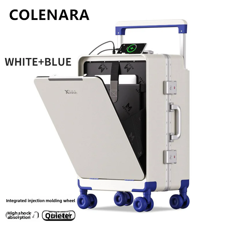 COLENARA الأمتعة حقيبة سفر الجبهة افتتاح الكمبيوتر المحمول الصعود حالة USB شحن متعددة الوظائف حقيبة تروللي بعجلات 20 "24" 26 بوصة حقيبة