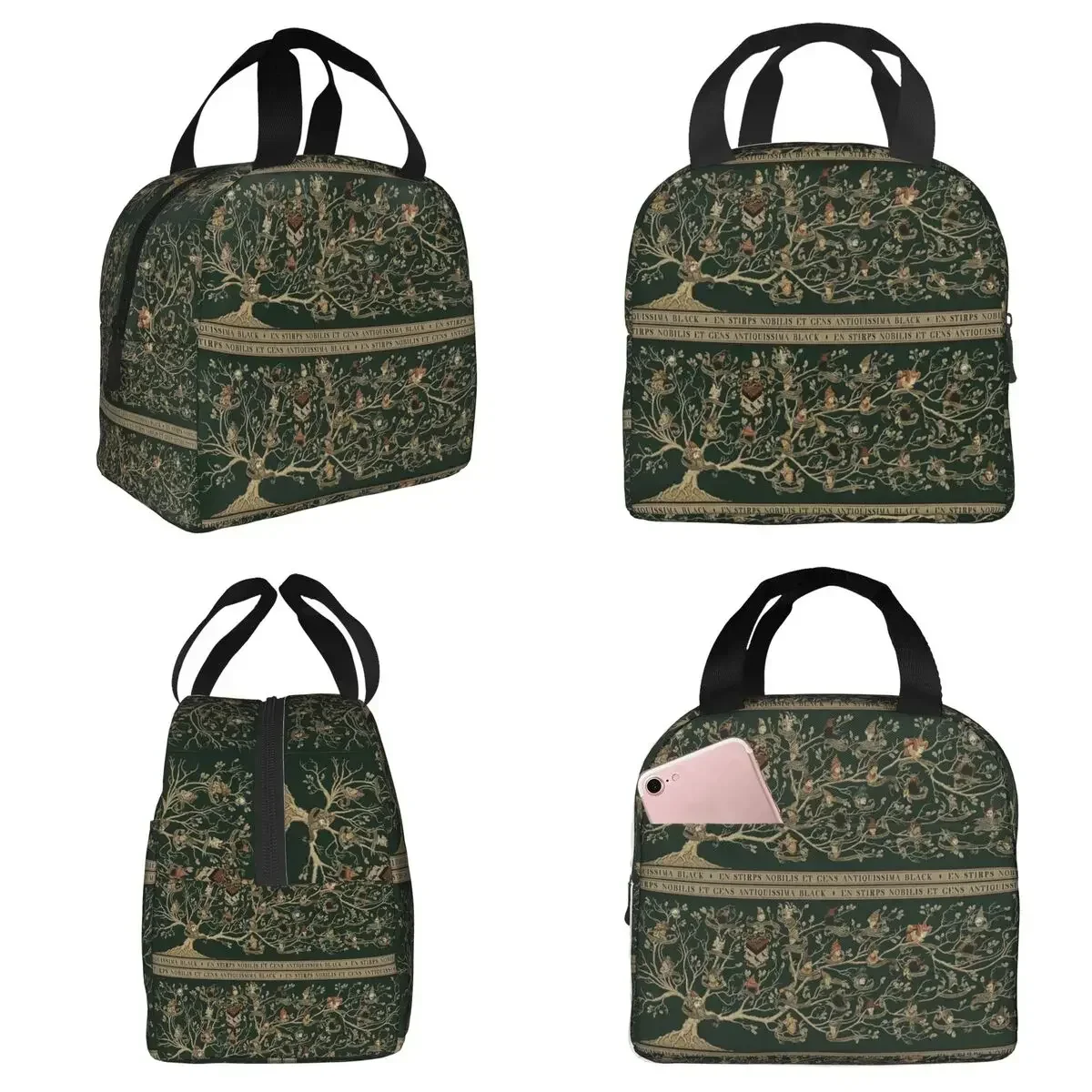 Noble House Of Black Family Tree Insulated Lunch Bag for Kids School Cooler Thermal Food Box Tote Lunch Boxes Container