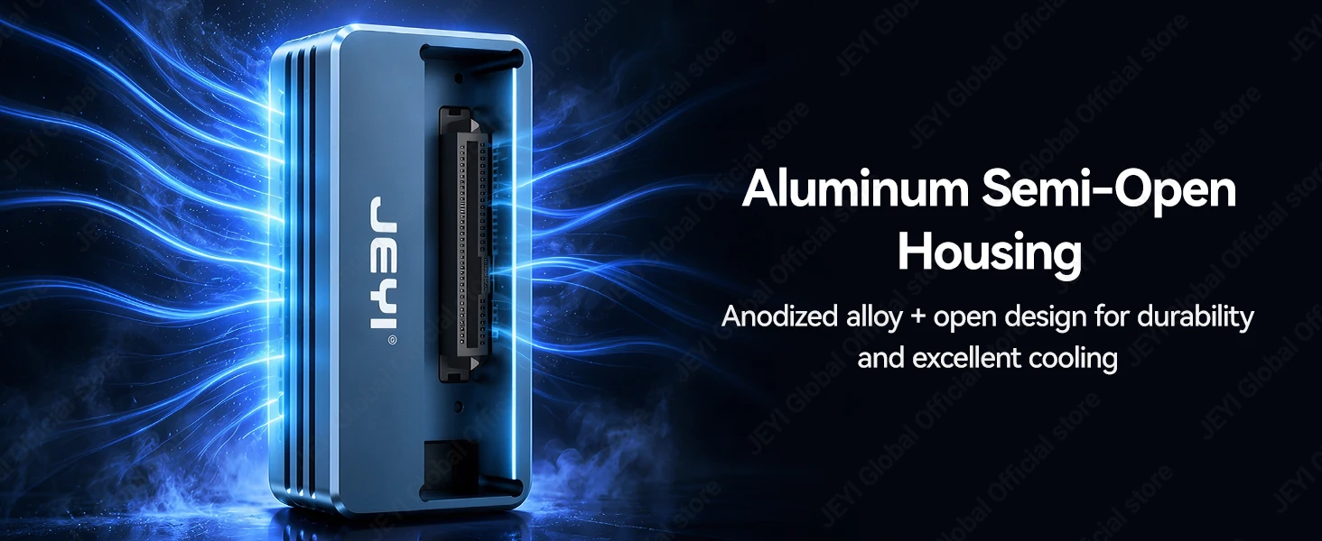 JEYI U.2/U.3 Laufwerksdockingstation NVMe/SATA Dual-Protokoll für 2,5"/3,5" HDD/SSD SFF-8639 Externer Leser mit Lese-/Schreibschutz – Detail 4