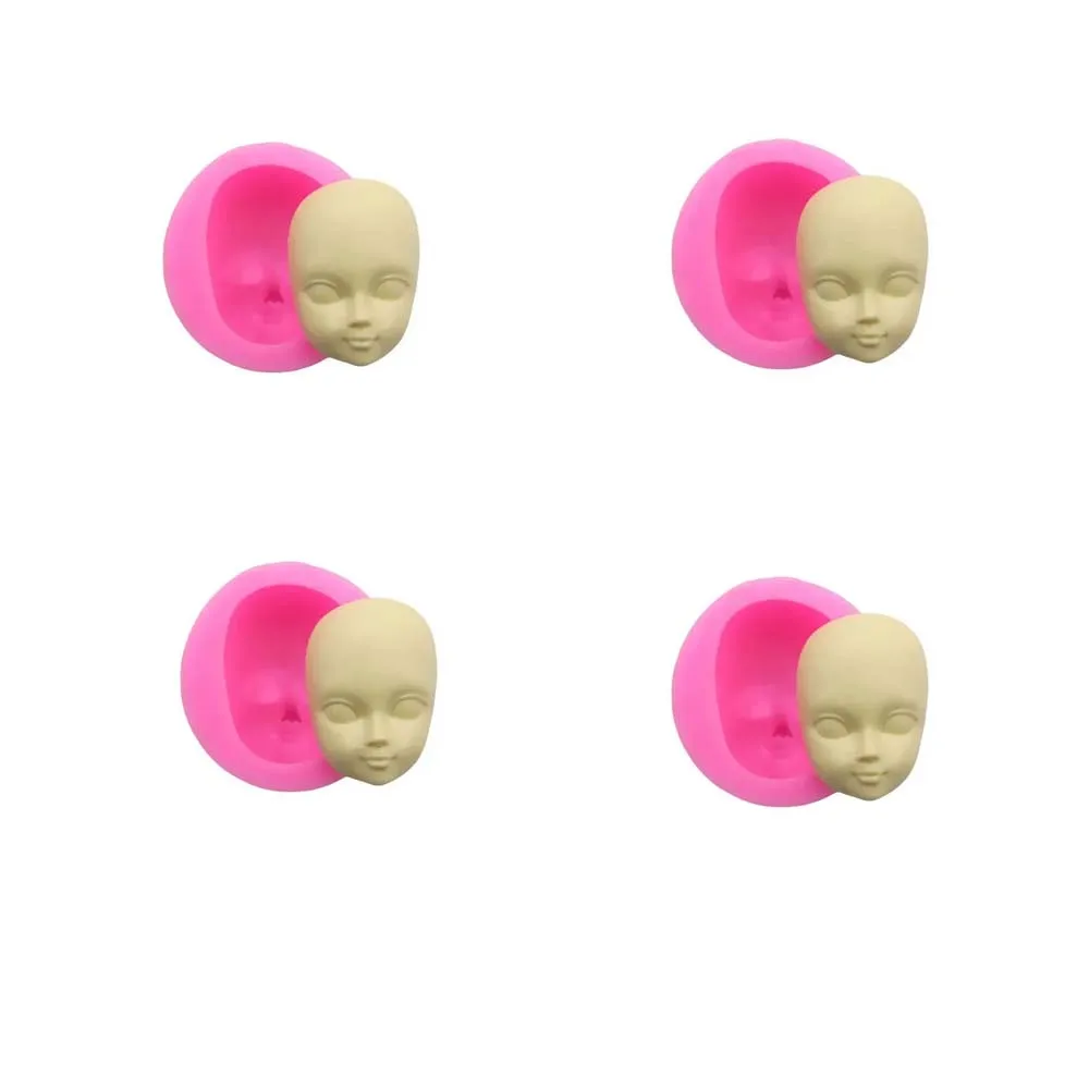 

4Pcs Dolls Face Silicone Mold Fondant Molds DIY Cake Decorating Tools Sugarcrafts Clay Chocolate Gumpaste Molds Baking Tools