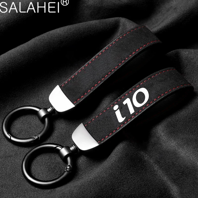 

Suede Car Keychain Pendant Keyring Gift For Hyundai I10 I20 I30 I40 Creta Ioniq Santafe Palisade Solaris Azera Ix35 Starex Equus