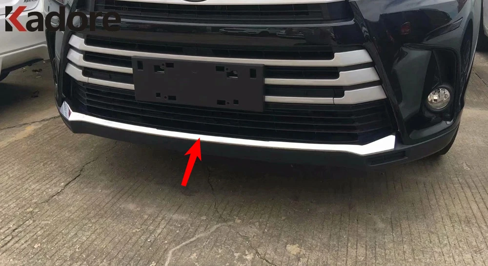 

Для Toyota Highlander 2018-2019: Хромированная накладка на нижнюю часть переднего бампера, решетка радиатора, декоративная полоса, аксессуары