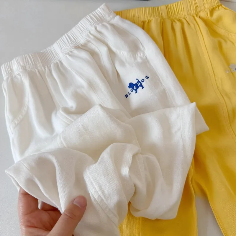 New Infant Elastic Waist Long Pants Toddler Air-Conditioning Pants Boys and Girls Outdoor Anti-Mosquito Tapered Long Pants Baby
