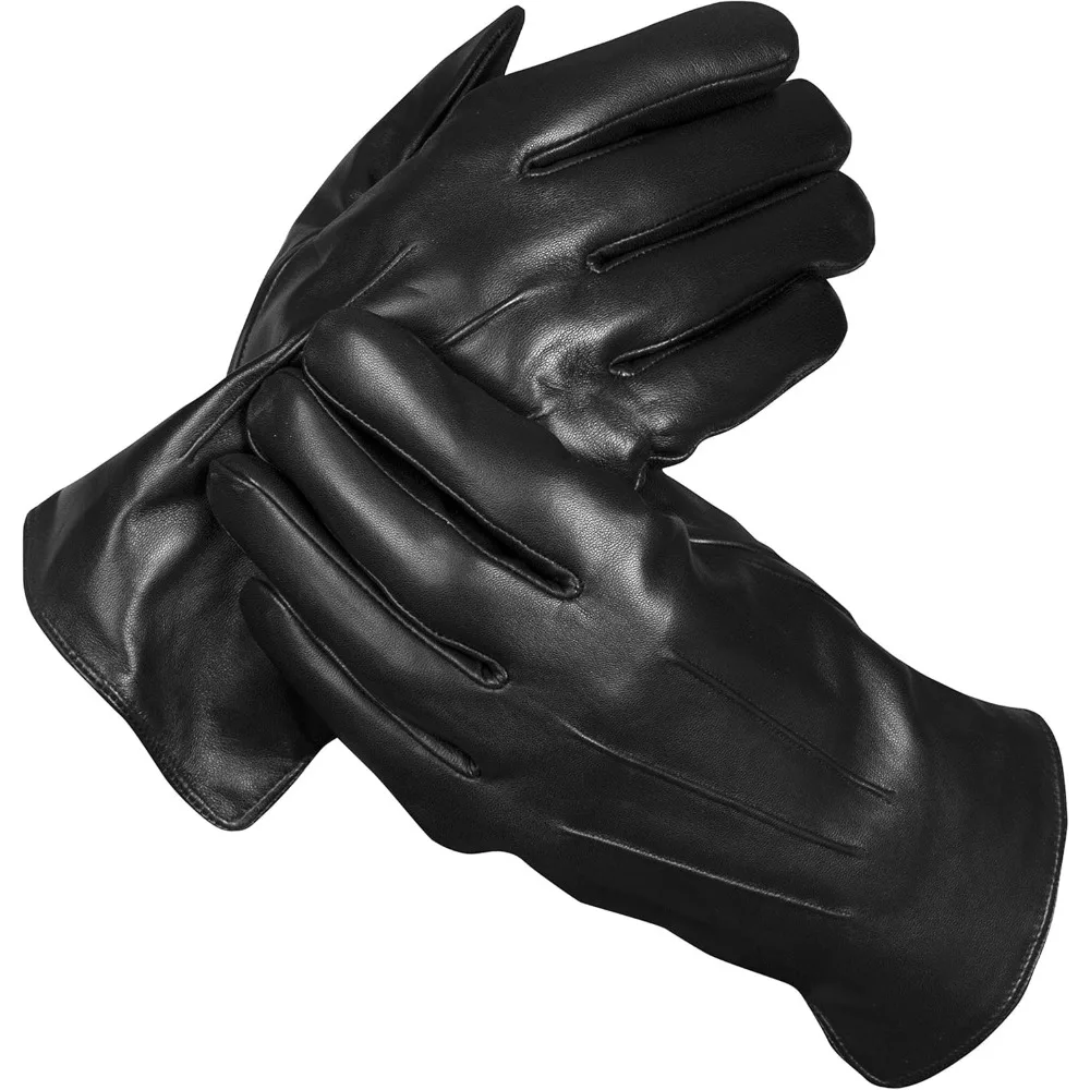 قفازات شتوية من جلد الغنم الأصلي للرجال مع بطانة من فراء الأرانب وصندوق هدايا #3