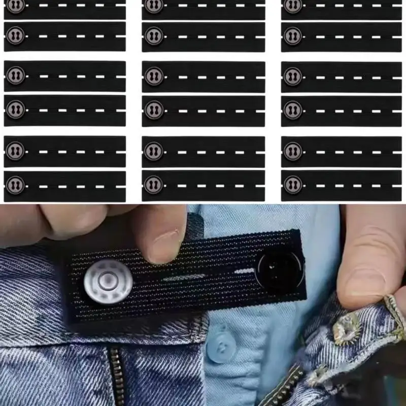 5pcs Unisex Pant Extender Belt Comfortable Elastic Waist Band for Jeans Skirts Trousers Weight Fluctuation Maternity