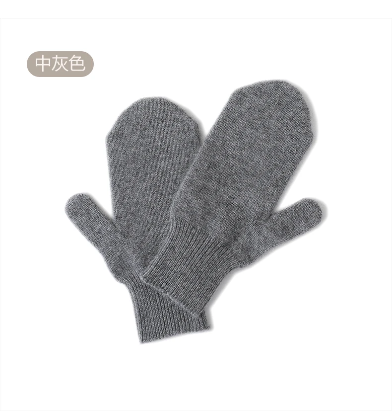 Simple Style 100% Cashmere Thicken Women Winter Keep Warm Full Finger Knitted Cashmere Gloves Cute Lovely Drive Cycling Mittens