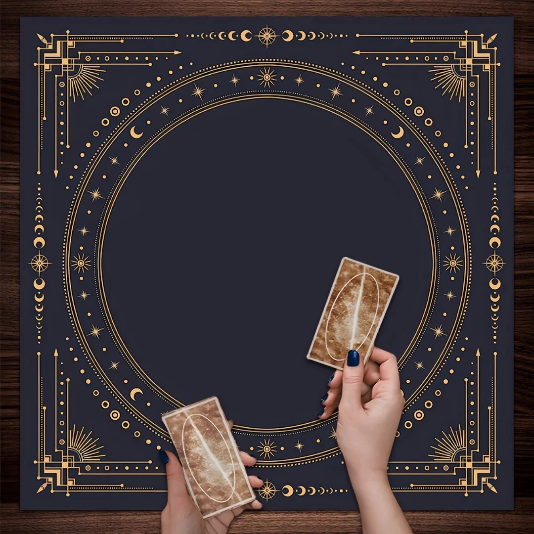 Mystic Celestial Astrology Tarot Cloth Table Runner Boho Witchy Spiritual Decor Bohemian Crystal Display Mat