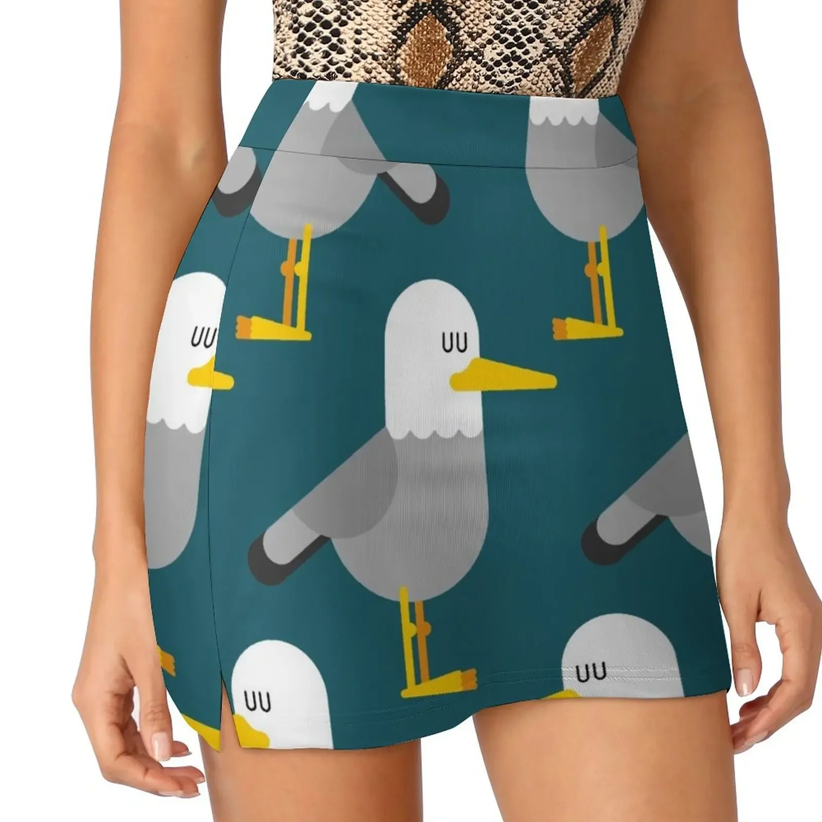 

Seagull on Dark Teal Background. Mini Skirt clothes for women Korean clothing women's skirts trend 2024