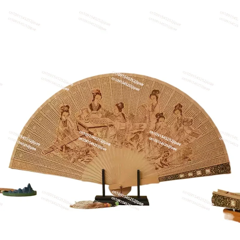 Sandalwood Fan, Rosewood Folding,  Hollow, Chinese Goods, Gifts, Antiques