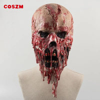 Custom Horror Bloody Skull Mask Cosplay Scary Skeleton Full Face Latex Masks Helmet Halloween Party Costume Props & MP ZML