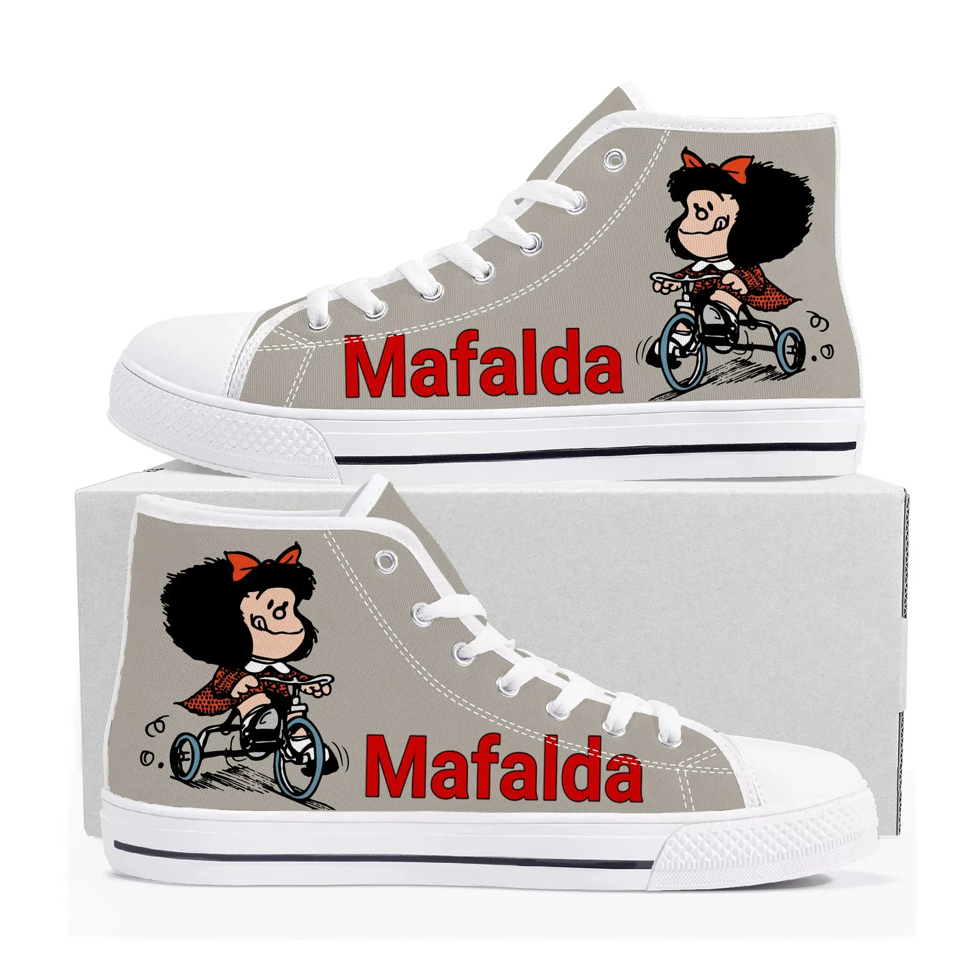 

Hot Cartoon Role Mafalda High Top Sneakers Mens Womens Teenager High Quality Fashion Canvas Shoes Casual Tailor Made Sneaker