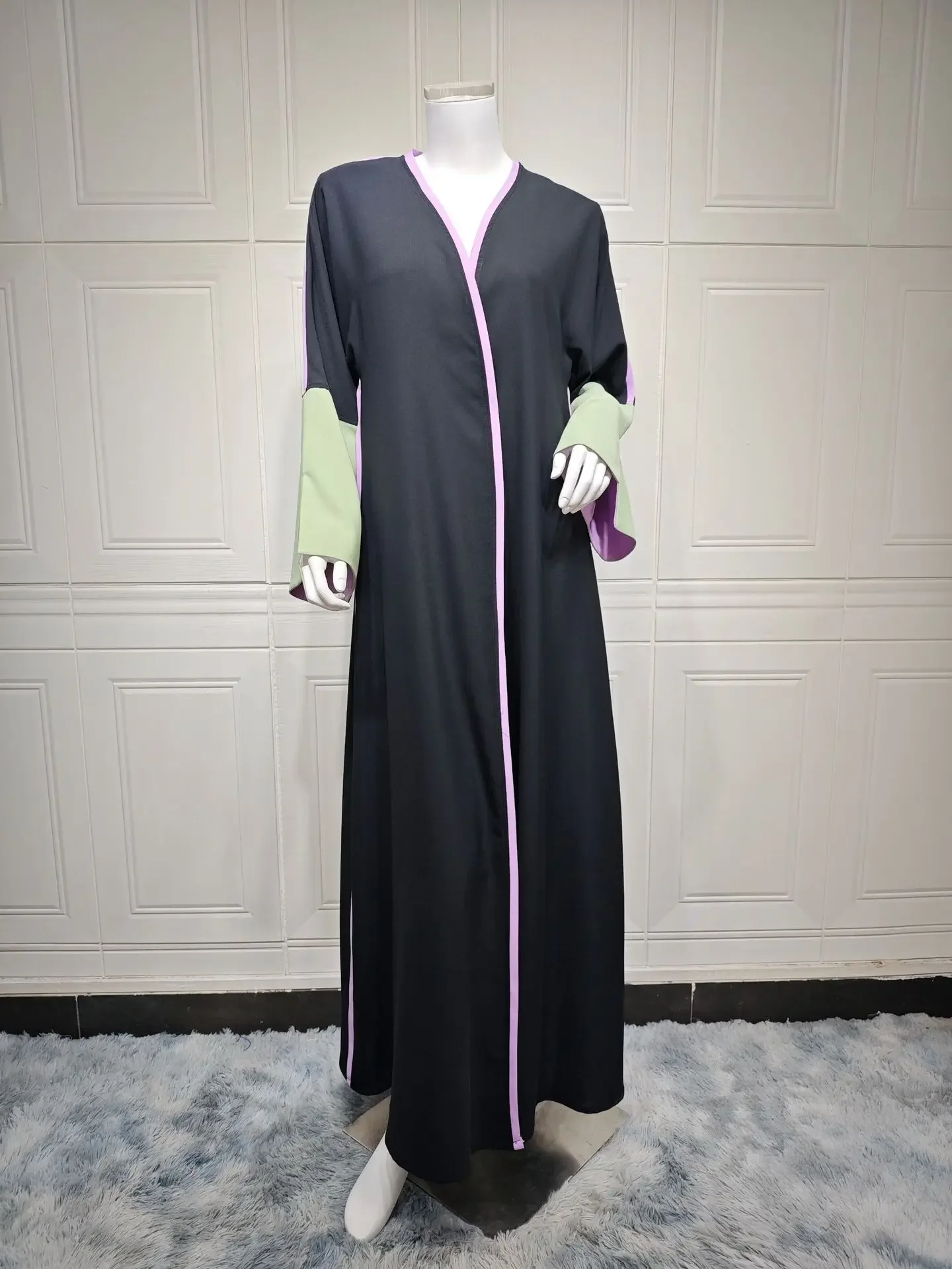 Vestido largo elegante de Dubái, cárdigan musulmán a la moda para mujer, bata Abaya de verano con empalme de Oriente Medio y mangas grandes