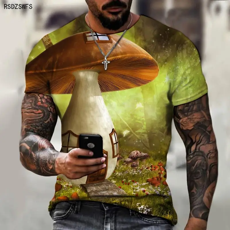 Creative Art Men's Fashion Trend Round Neck Short Sleeve Top 3D Three-dimensional Oversized T-shirt Street Jersey