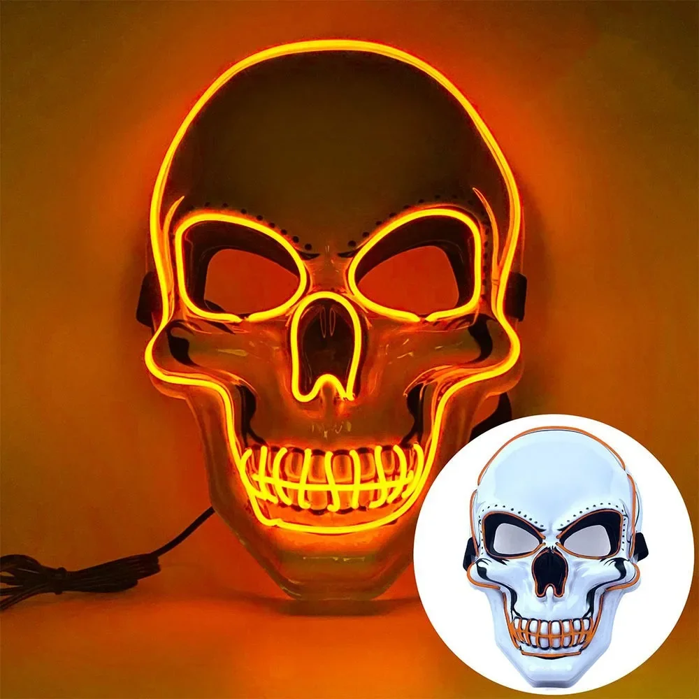 Mode Horror Halloween Schedel Masker Halloween Cosplay Kostuum LED Koud Licht Masker LED Licht Cosplay Masker Party Make-up Bal