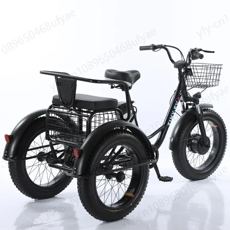 Passenger Seat for Adult 48v 500w Powerful Lithium Battery Removable 20 Inch Electric Bike 3 Wheeled Electric Tricycle With