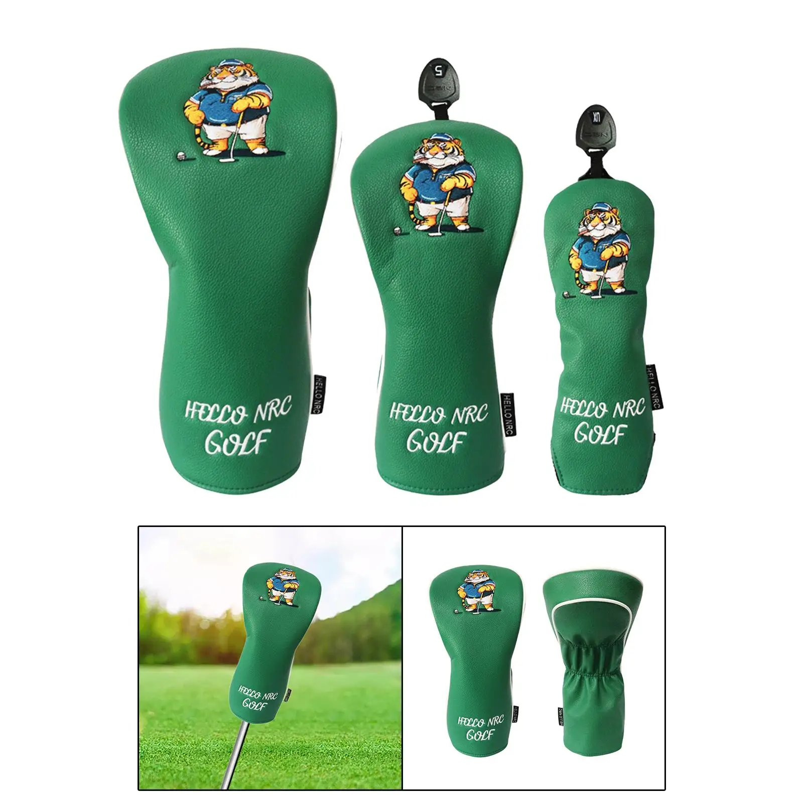 Golf Wood Head Cover Golf Wood Headcover Scratchproof PU Leather Protective Sleeve, Golf Club Cover for Adults Men Women