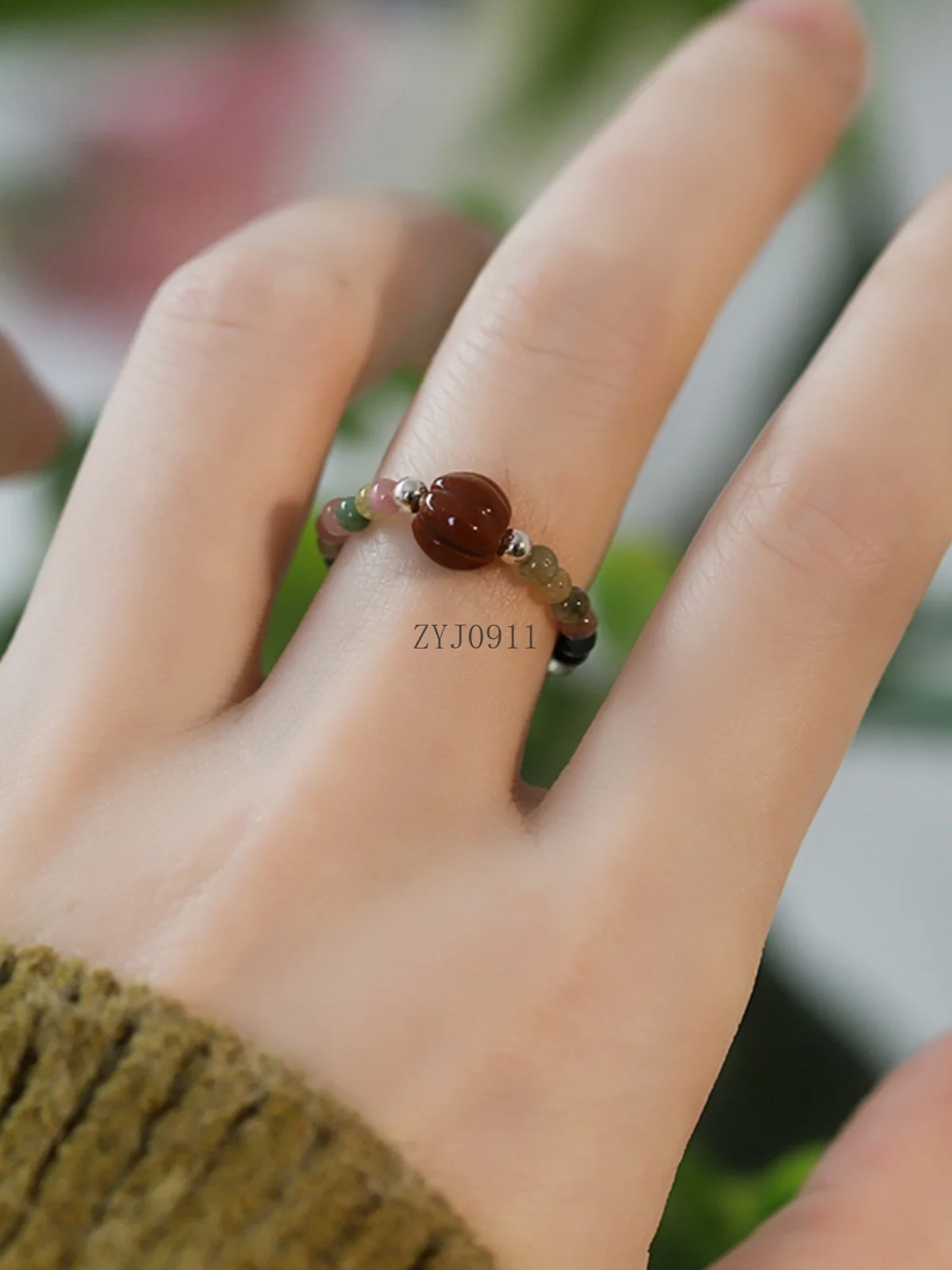 *خاتم من الحجر الطبيعي العقيق، خاتم نسائي فاخر من التورمالين الفاخر ذو طابع شخصي راقي