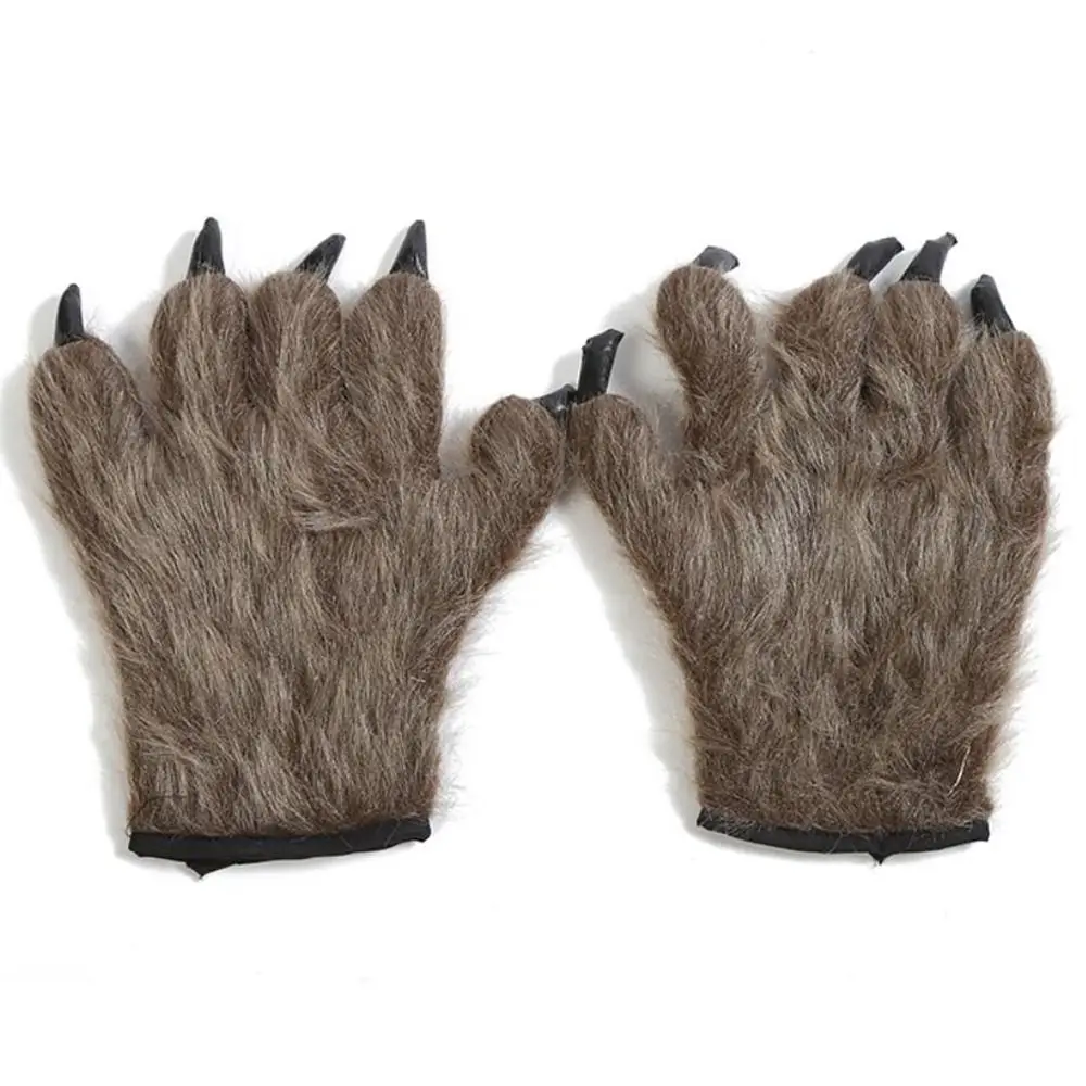 

Wool Material Halloween Werewolf Gloves Polyester Animal Werewolf Hand Costume Gloves Wolf Claw Scary