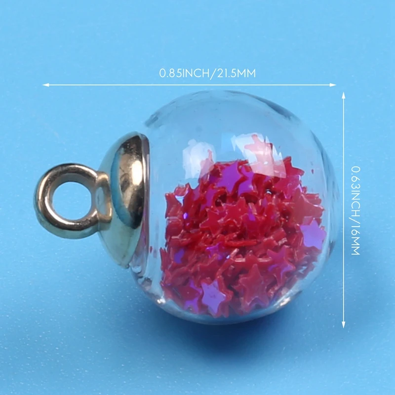 100PCS Glass Ball Pendant Charms 10 Colors Stars Earring Pendants Jewellery Making For DIY Necklace Bracelet Making image 3