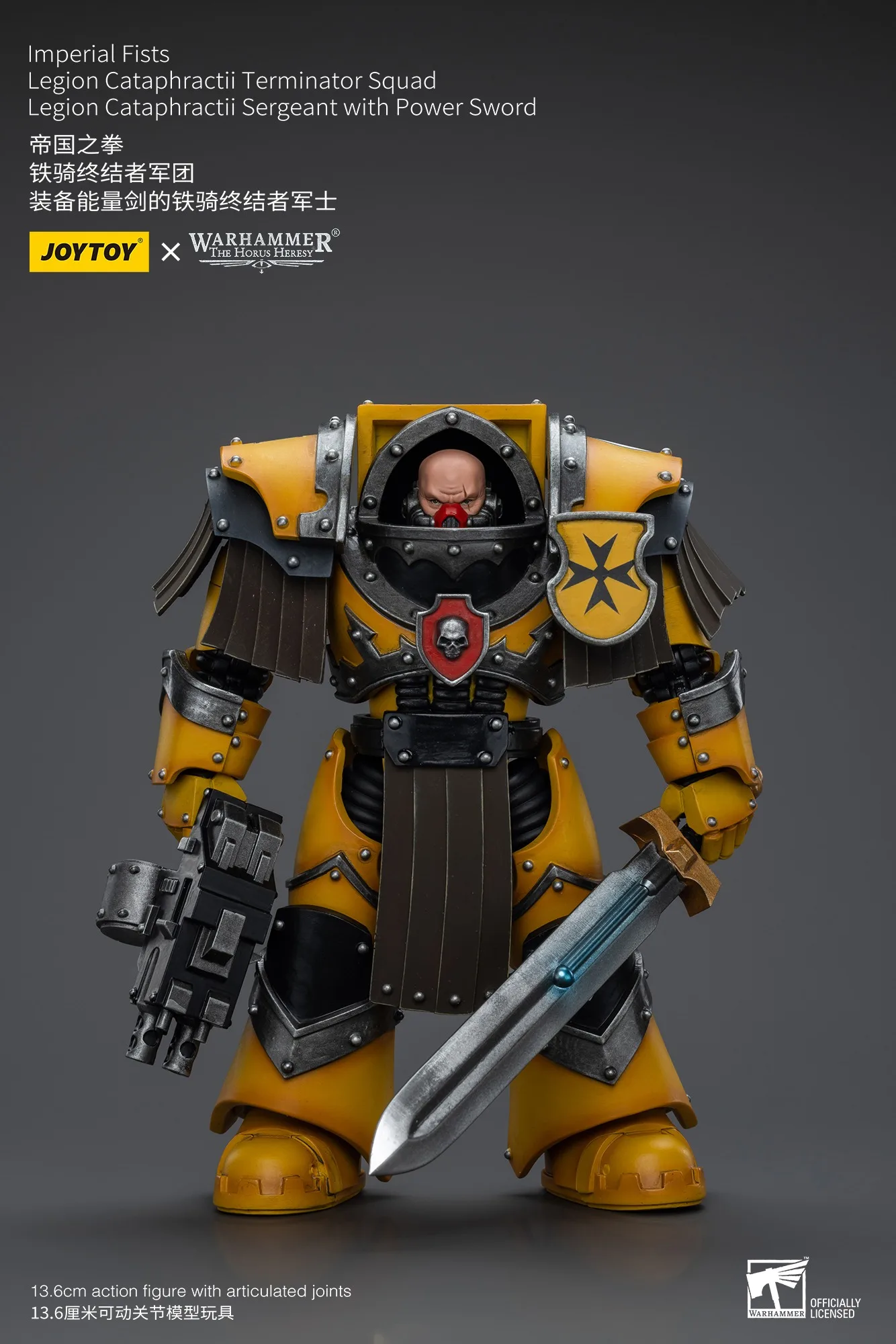 Joytoy warhammer 1/18 figuras de ação punhos imperiais legião cataphractii sargento com espada de energia estatueta modelo brinquedo menino presentes