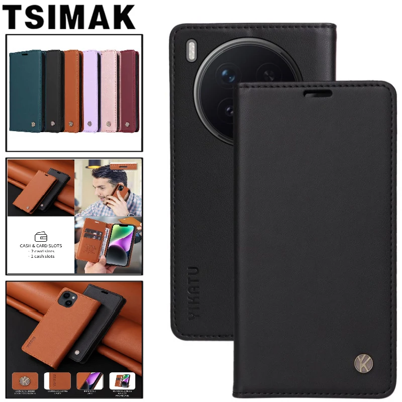 Ledertasche Für VIVO X300 Pro Business Starke Magnet Flip Brieftasche Karte Schützen Coque für Vivo X300 X300Pro X300 Telefon Abdeckung