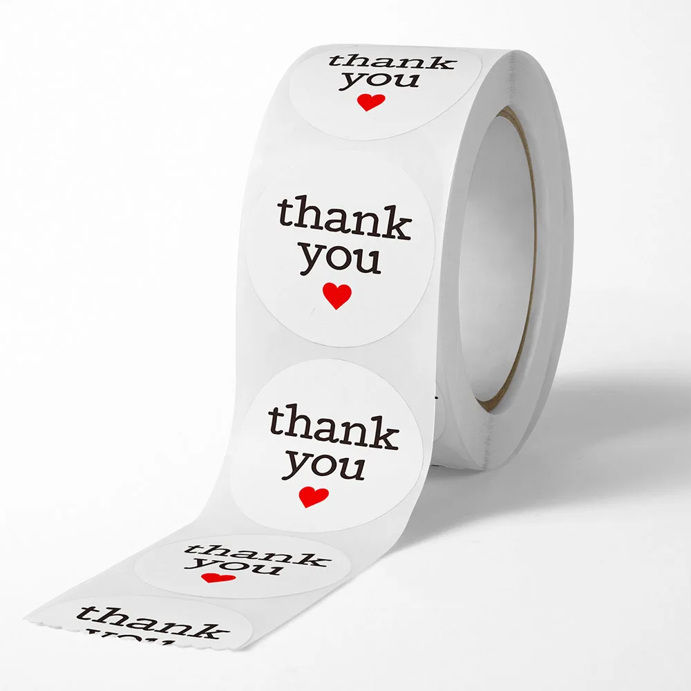 White Circular Thank You Stickers Bouquet Cards Letterhead Labels Store Gifts Food Sealing Stickers Scrapbooking Decoration