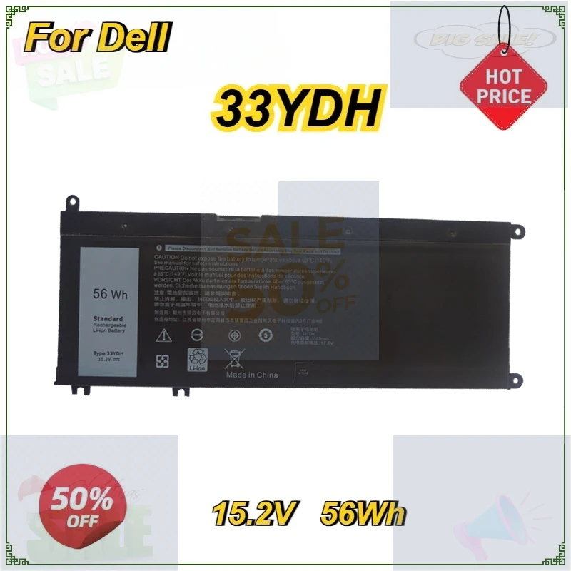 

Новая батарея 33YDH для ноутбуков Dell Inspiron 17 7773 7778 7779, 15 7577 G3 3579 5587 3779 7588 P30E Series, 15.2V 56WH, 4 элемента