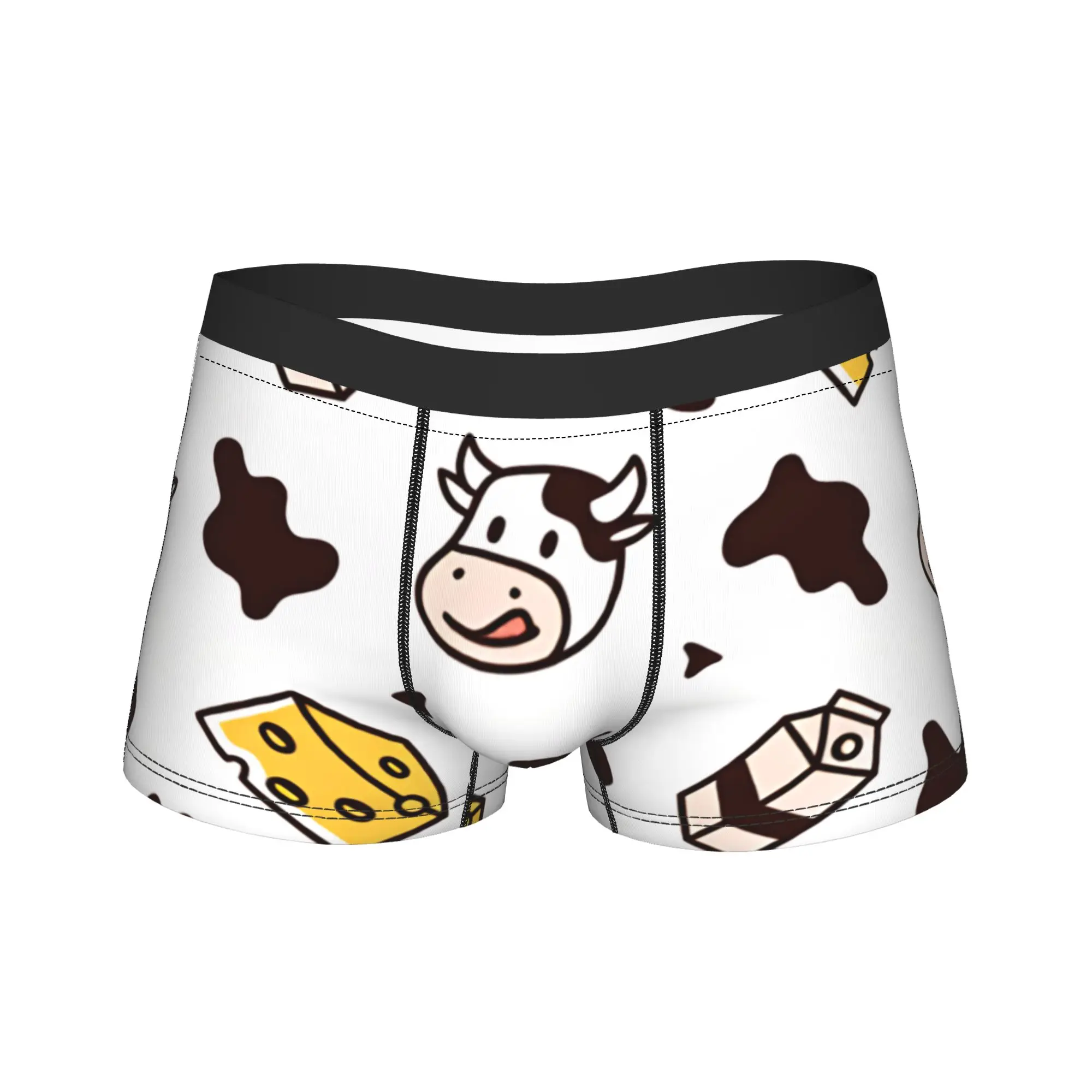 

Cow Print Design Underwear Breathable Panties Custom Shorts Briefs For Men Pouch Oversize Trunk
