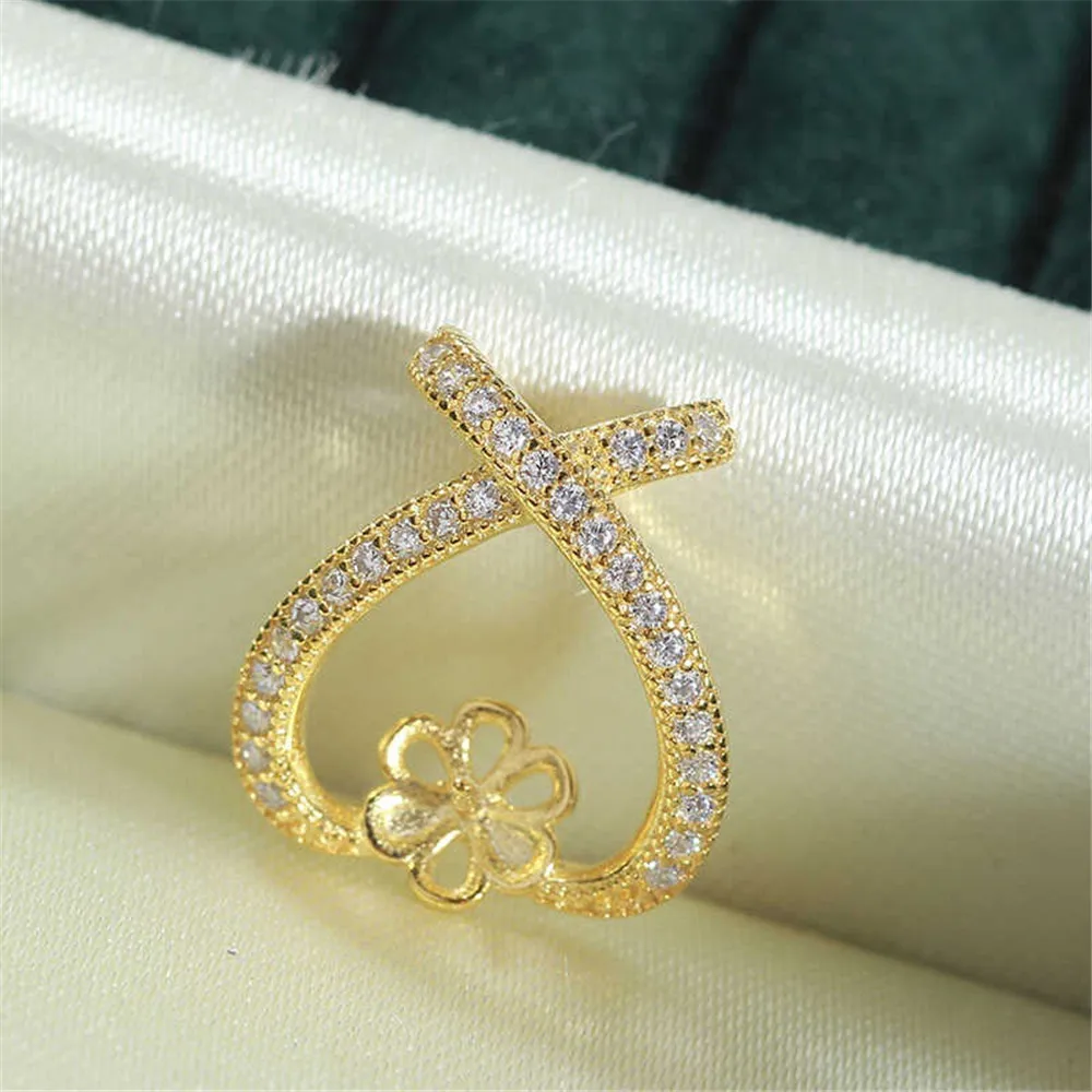 S925 Sterling Silver Pearl Pendant Setting, DIY Empty Bezel Cup Jewelry Supplies for Craft Making, Hollow Prong Pendant Findings