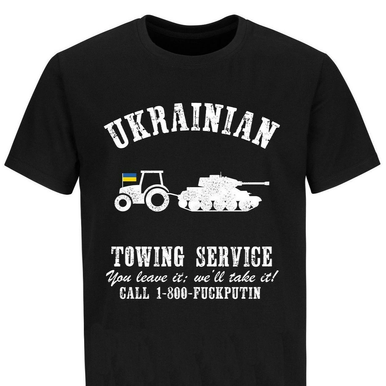 Ukrainian Towing Service. Ukraine Farmers Tractor Pulling Tank T Shirt. Short Sleeve 100% Cotton Casual T-shirts Loose Top S-3XL