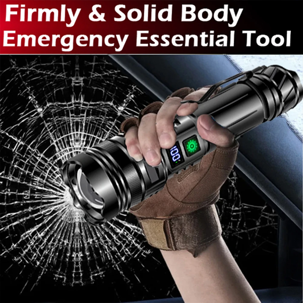 Rechargeable LED Flashlight Super Strong Portable Ultra Power Long Range Tactical Torch Lamp Outdoor Emergency Flash Light